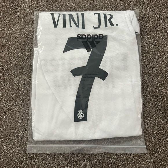 Real Madrid Vinicius Jr #7 2024/25 Home White UCL Soccer Jersey Men Size Shirt