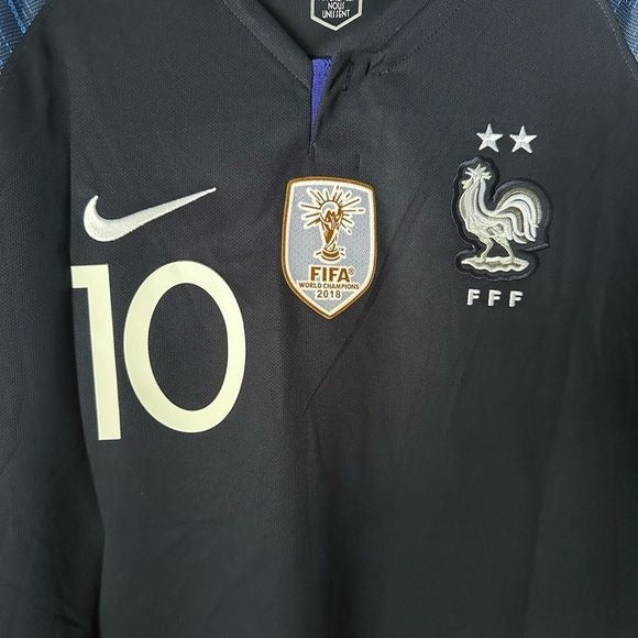 France Kylian Mbappe Soccer Jersey 2018 Home Blue FWC #10 Men Size Shirt