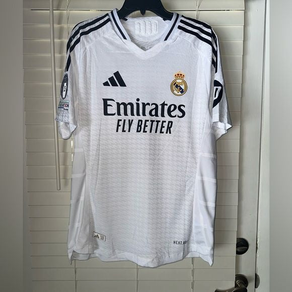 Real Madrid Kylian Mbappe #9 2024/25 Home White Soccer Jersey UCL Men Size team