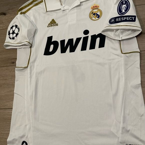 Real Madrid Cristiano Ronaldo #7 Soccer Jersey 2012 Home UCL White Gold Men Size