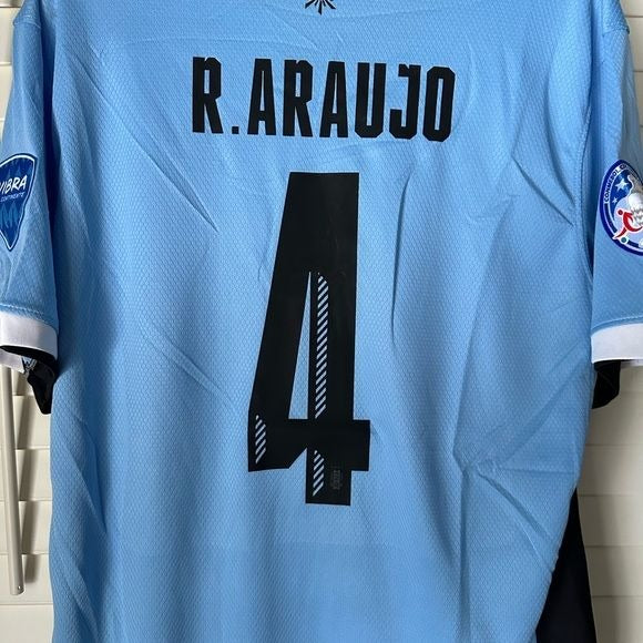 Uruguay Ronald Araujo #4 America Cup 2024 Soccer Jersey Home blue Men Size