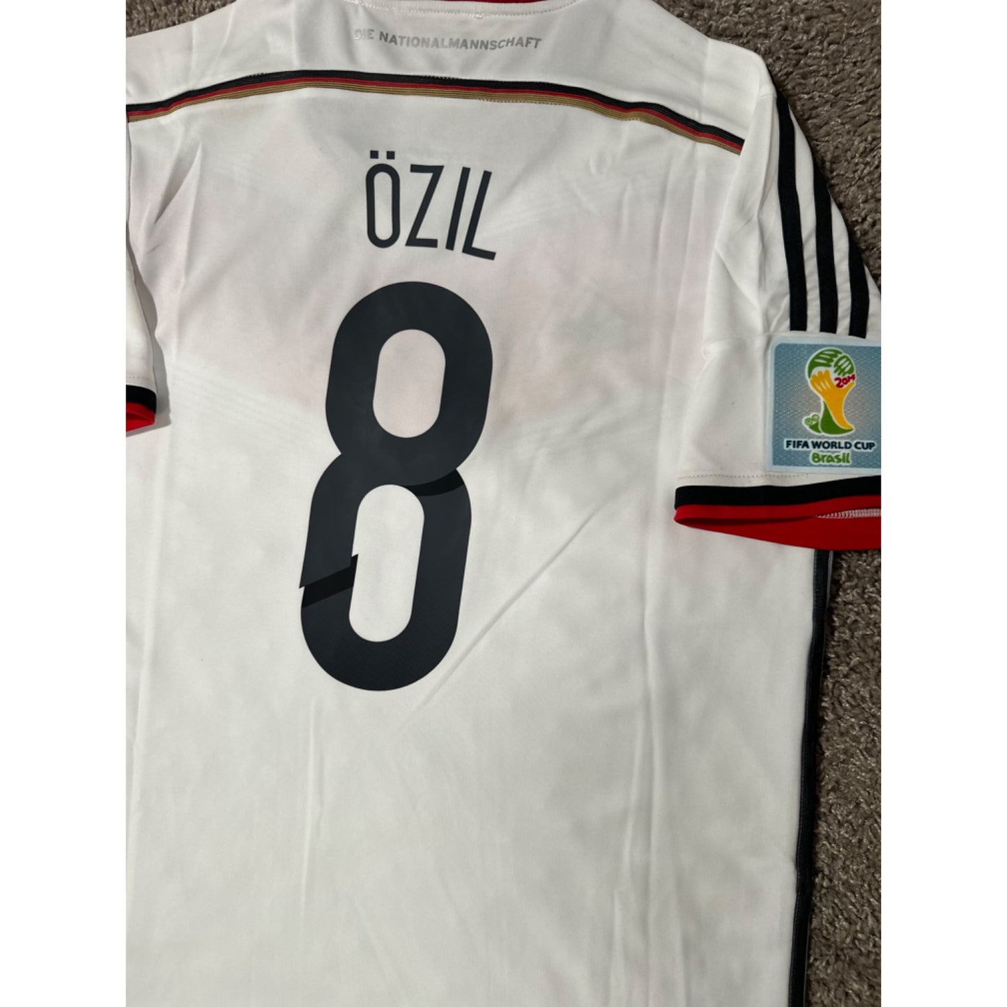 Germany Mezut Ozil #8 Retro Soccer Jersey FWC 2014 Home White Men Shirt Size