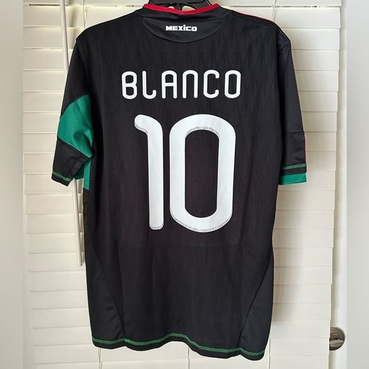 Mexico Carlos Blanco #10 Retro Soccer Jersey FWC 2010 Black Away Men Size Shirt