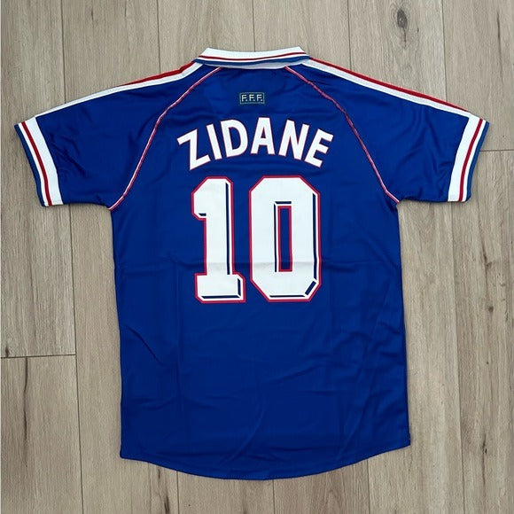 France Zinedine Zidane Soccer Jersey Retro Final 1998 #10 Blue Regular Men Size